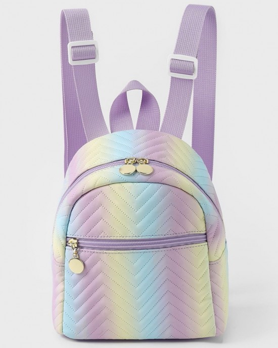 Cross-border women's backpack rainbow multi-color PU quilted backpack stylish and casual high-end school bag ZENITHWAVEG Cross-border women's backpack rainbow multi-color PU quilted backpack stylish and casual high-end school bag ZENITHWAVEG