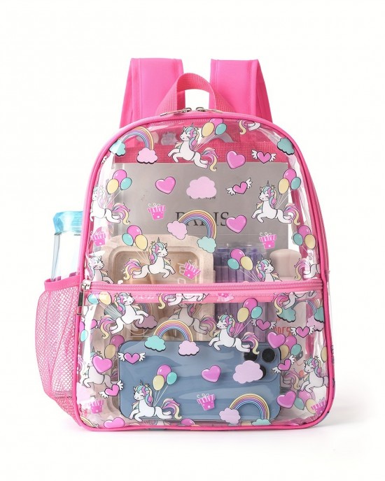 Best-selling printed transparent backpack waterproof PVC storage bag student backpack large-capacity transparent backpack ZENITHWAVEG Best-selling printed transparent backpack waterproof PVC storage bag student backpack large-capacity transparent backpack ZENITHWAVEG