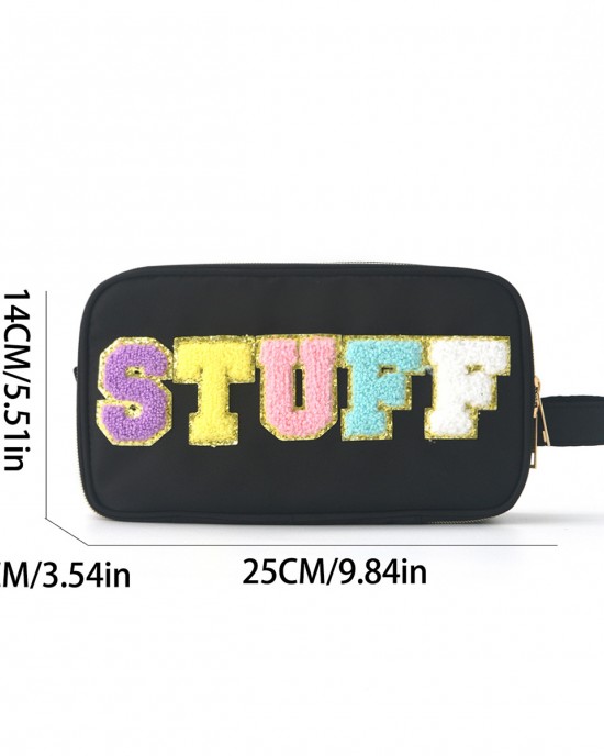 CROSS embroidered lettering cosmetic bag Cwaterproof portable toiletry bag large capacity portable storage bag ZENITHWAVEG CROSS embroidered lettering cosmetic bag Cwaterproof portable toiletry bag large capacity portable storage bag ZENITHWAVEG