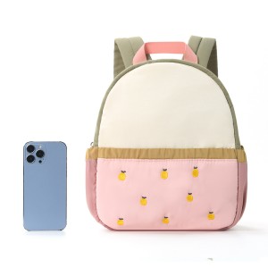 Children's backpack with color-blocked cute apple embroidery kindergarten backpack and baby travel backpack ZENITHWAVEG Children's backpack with color-blocked cute apple embroidery kindergarten backpack and baby travel backpack ZENITHWAVEG