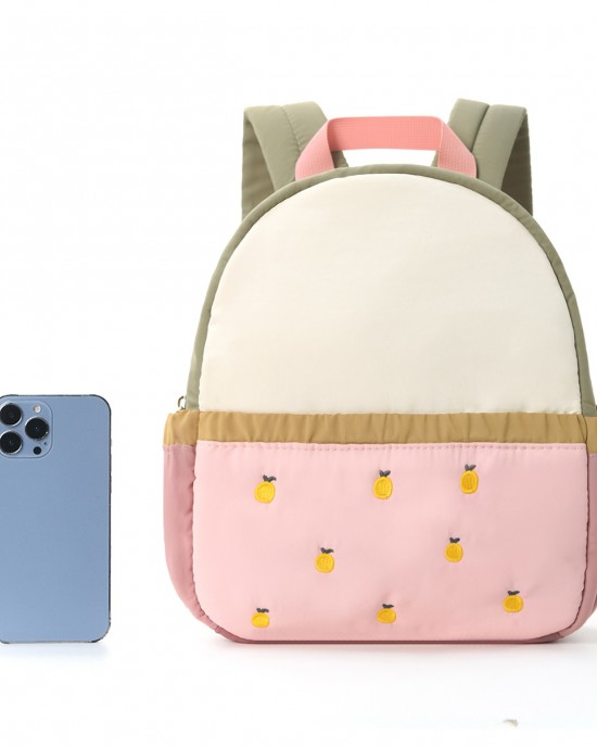 Children's backpack with color-blocked cute apple embroidery kindergarten backpack and baby travel backpack ZENITHWAVEG Children's backpack with color-blocked cute apple embroidery kindergarten backpack and baby travel backpack ZENITHWAVEG