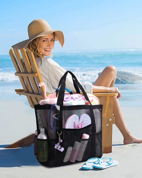Mesh swim bag multifunctional travel portable single-shoulder beach bag swimsuit storage bag ZENITHWAVEG Mesh swim bag multifunctional travel portable single-shoulder beach bag swimsuit storage bag ZENITHWAVEG