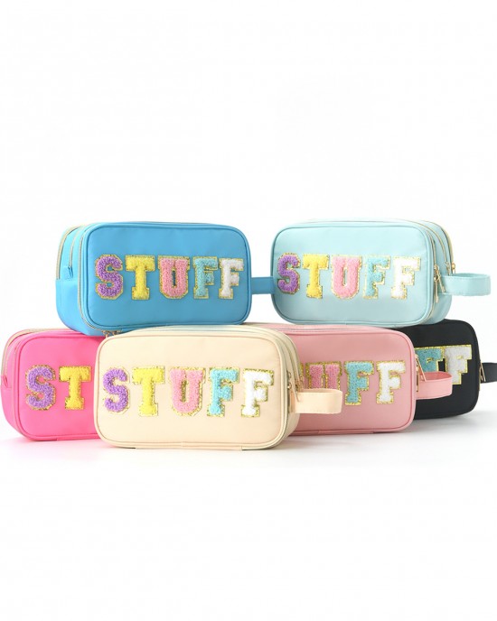 CROSS embroidered lettering cosmetic bag Cwaterproof portable toiletry bag large capacity portable storage bag ZENITHWAVEG CROSS embroidered lettering cosmetic bag Cwaterproof portable toiletry bag large capacity portable storage bag ZENITHWAVEG