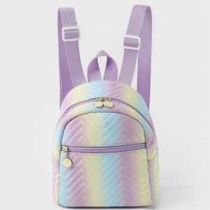 Cross-border women's backpack rainbow multi-color PU quilted backpack stylish and casual high-end school bag ZENITHWAVEG Cross-border women's backpack rainbow multi-color PU quilted backpack stylish and casual high-end school bag ZENITHWAVEG