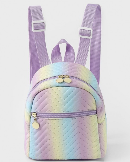 Cross-border women's backpack rainbow multi-color PU quilted backpack stylish and casual high-end school bag ZENITHWAVEG Cross-border women's backpack rainbow multi-color PU quilted backpack stylish and casual high-end school bag ZENITHWAVEG