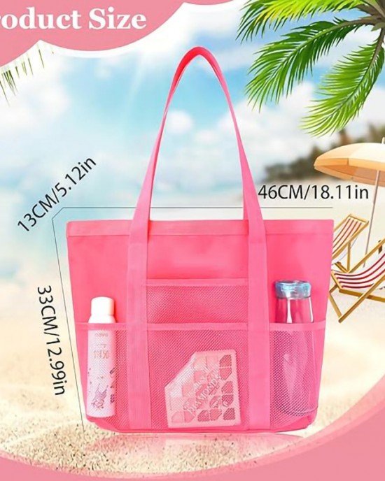 Foldable mesh beach bag fitness and swimming bag large-capacity portable bag ZENITHWAVEG Foldable mesh beach bag fitness and swimming bag large-capacity portable bag ZENITHWAVEG