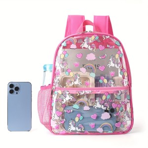 Best-selling printed transparent backpack waterproof PVC storage bag student backpack large-capacity transparent backpack ZENITHWAVEG Best-selling printed transparent backpack waterproof PVC storage bag student backpack large-capacity transparent backpack ZENITHWAVEG