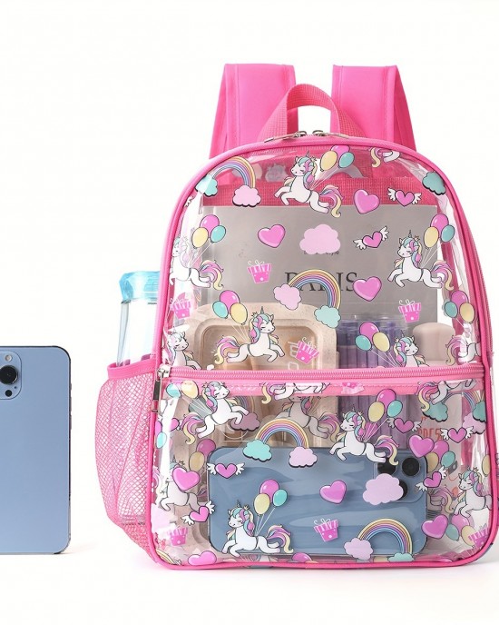 Best-selling printed transparent backpack waterproof PVC storage bag student backpack large-capacity transparent backpack ZENITHWAVEG Best-selling printed transparent backpack waterproof PVC storage bag student backpack large-capacity transparent backpack ZENITHWAVEG