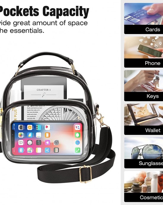CROSS women's transparent crossbody bag odorless large capacity portable crossbody handbag ZENITHWAVEG CROSS women's transparent crossbody bag odorless large capacity portable crossbody handbag ZENITHWAVEG