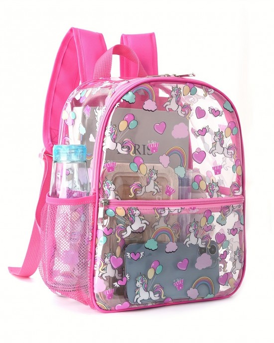 Best-selling printed transparent backpack waterproof PVC storage bag student backpack large-capacity transparent backpack ZENITHWAVEG Best-selling printed transparent backpack waterproof PVC storage bag student backpack large-capacity transparent backpack ZENITHWAVEG