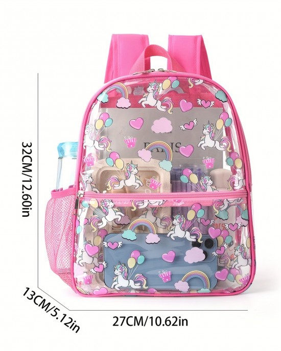 Best-selling printed transparent backpack waterproof PVC storage bag student backpack large-capacity transparent backpack ZENITHWAVEG Best-selling printed transparent backpack waterproof PVC storage bag student backpack large-capacity transparent backpack ZENITHWAVEG