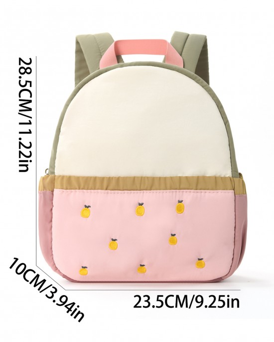 Children's backpack with color-blocked cute apple embroidery kindergarten backpack and baby travel backpack ZENITHWAVEG Children's backpack with color-blocked cute apple embroidery kindergarten backpack and baby travel backpack ZENITHWAVEG