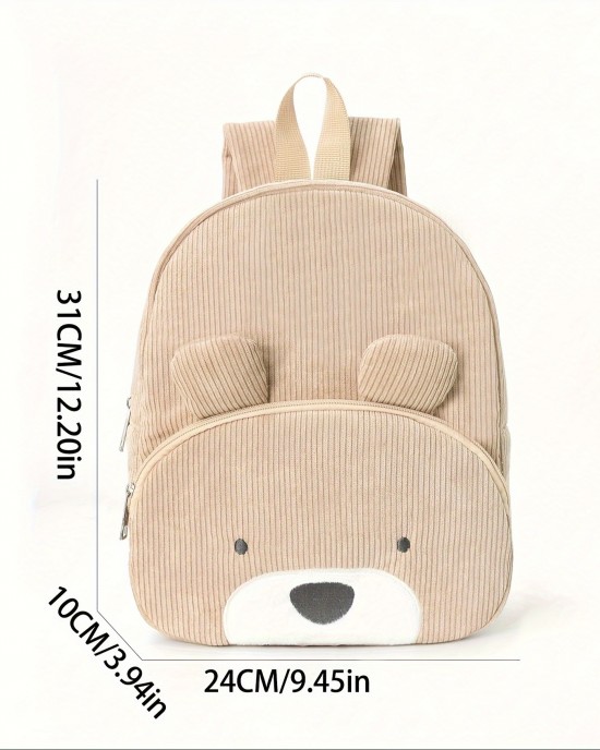 Cute corduroy backpack elementary school student backpack fashionable and casual cartoon plush bag ZENITHWAVEG Cute corduroy backpack elementary school student backpack fashionable and casual cartoon plush bag ZENITHWAVEG